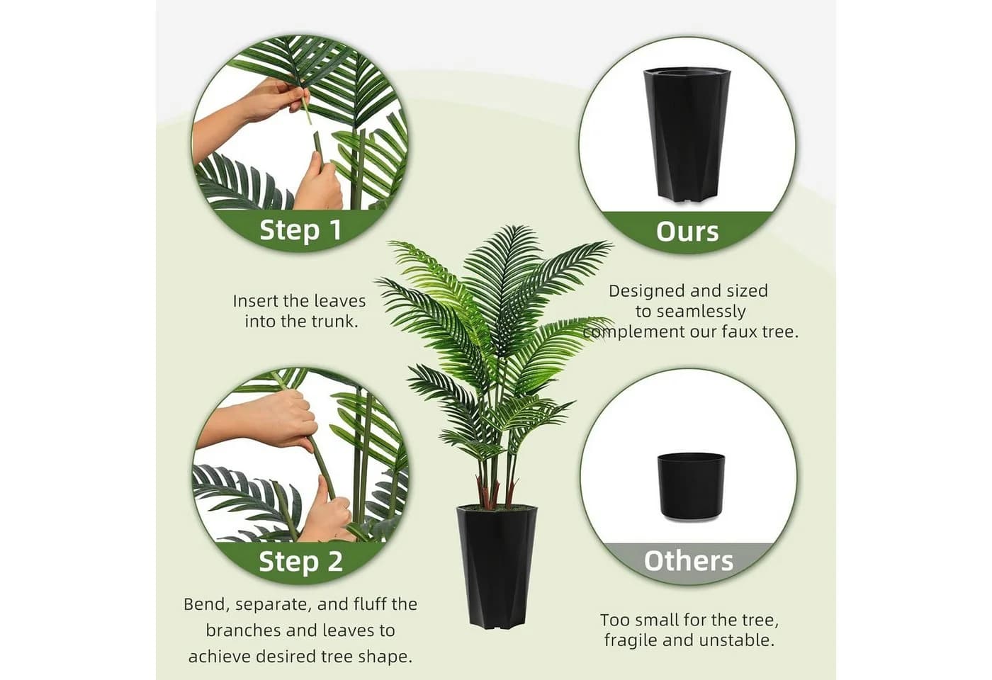 Refined Living Künstliche Areca-Palme 150 cm mit Topf & Moos - Bild 5
