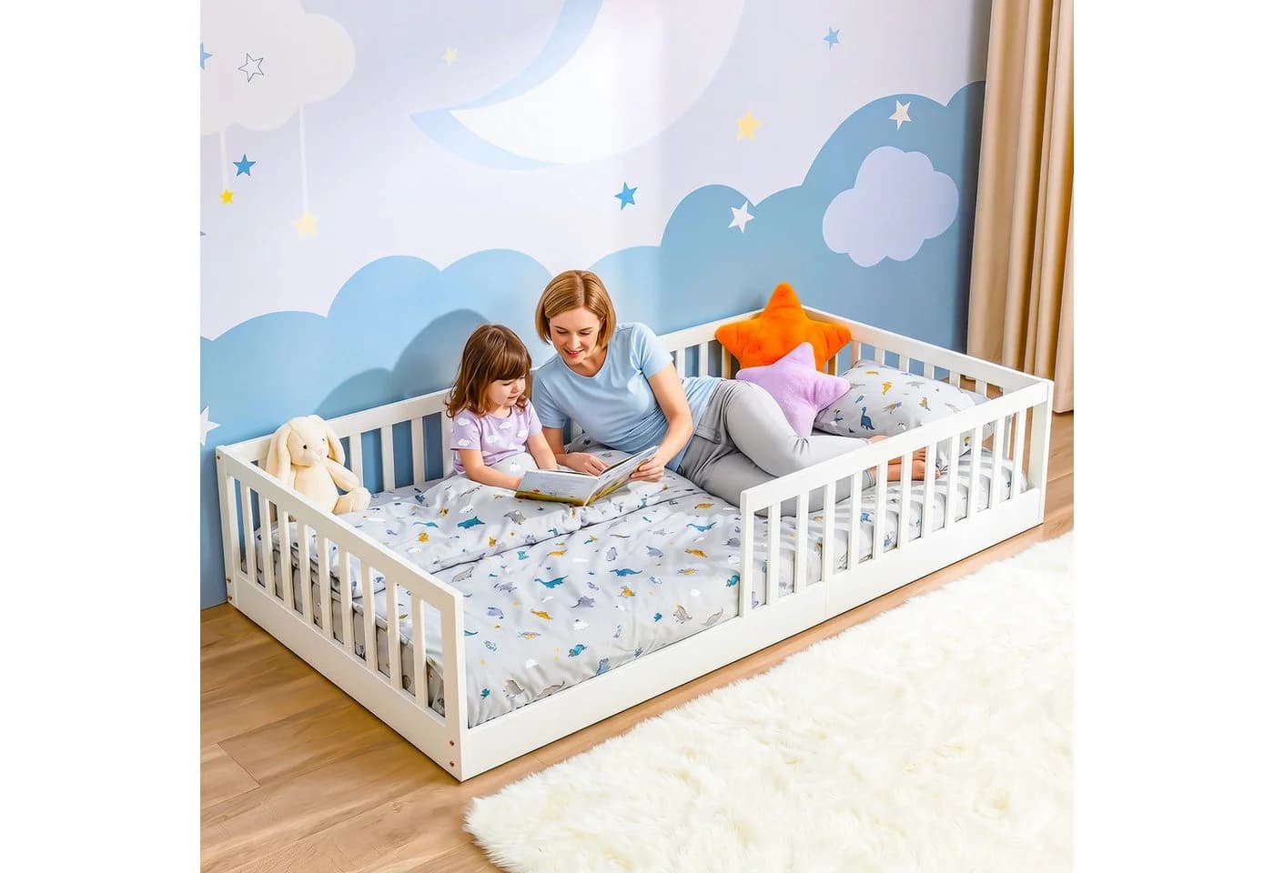 oyajia Kinderbett Bodenbett mit Rausfallschutz aus Kiefernholz - Bild 4