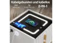 oyajia Nachttisch mit LED-Beleuchtung & kabellosem Laden Weiß Bild 4