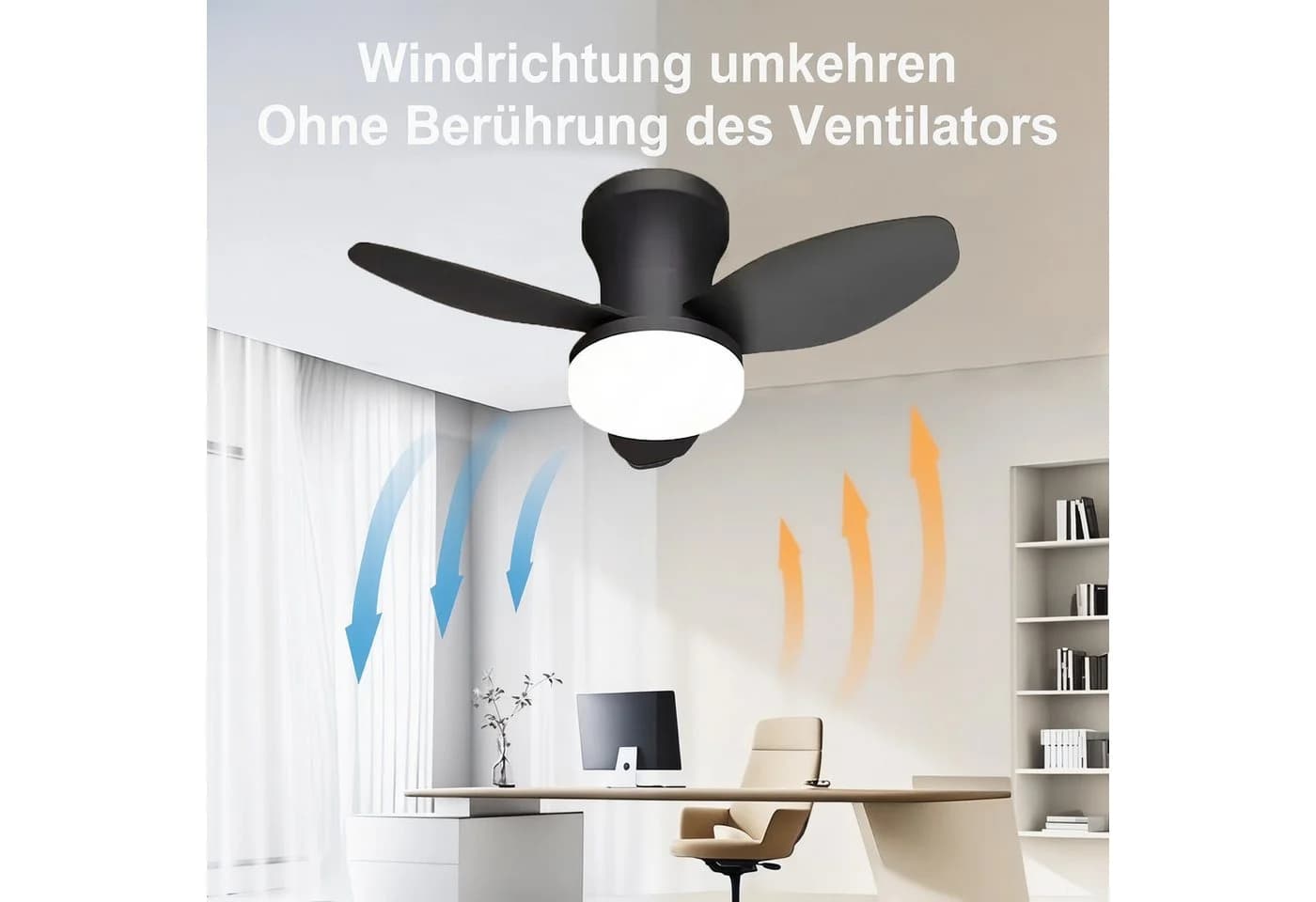 oyajia Deckenventilator mit LED-Beleuchtung 66cm Schwarz Dimmbar Fernbedienung - Bild 3