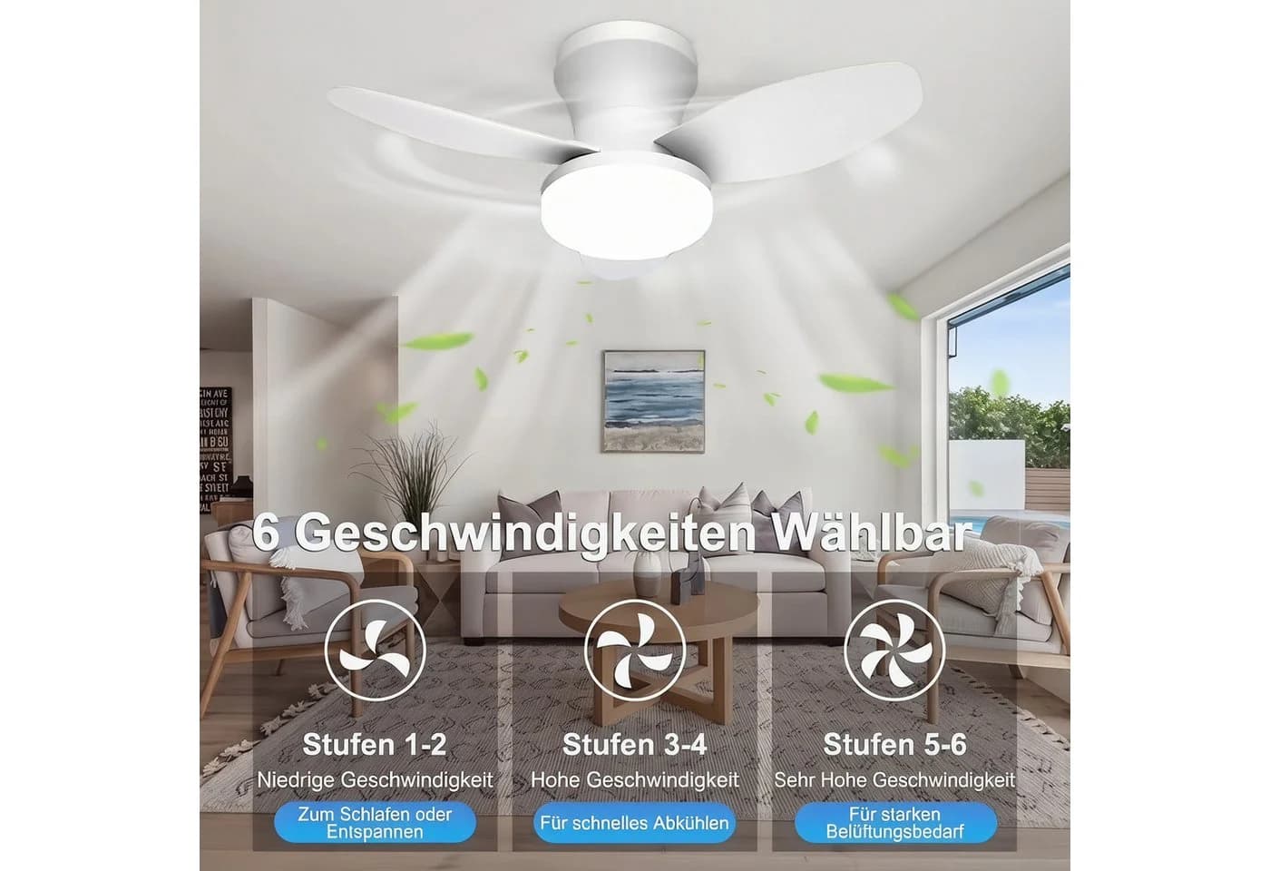 oyajia Deckenventilator 66cm mit LED Licht & Fernbedienung - Bild 3