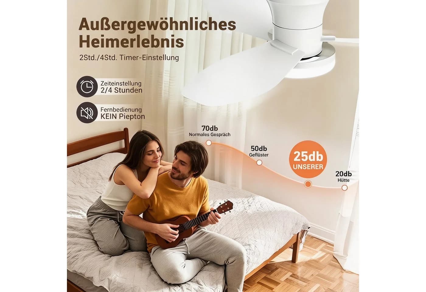oyajia Deckenventilator 66cm mit LED Licht & Fernbedienung - Bild 4
