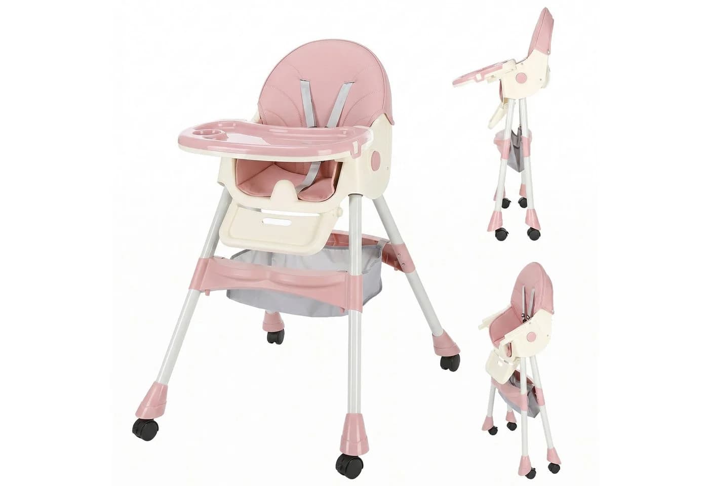 oyajia Kinderstuhl 3-in-1 Rosa/Blau mit 5-Punkt-Gurt - Bild 2