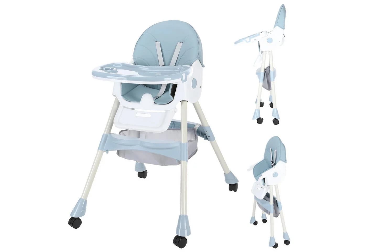 oyajia 3-in-1 Kinderstuhl Rosa/Blau mit 5-Punkt-Gurt - Bild 2