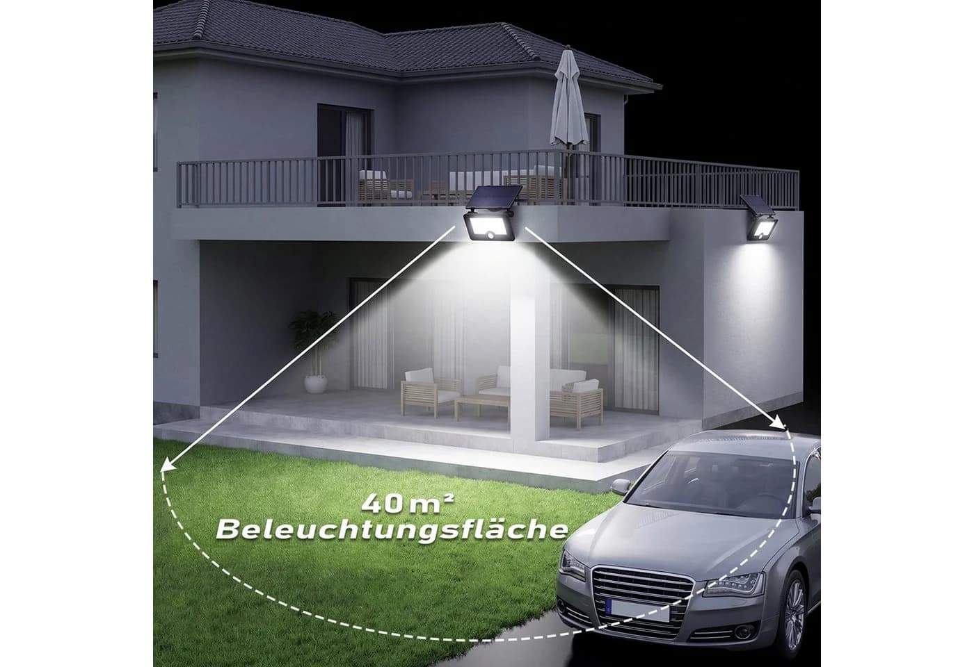 oyajia Außen-Wandleuchte LED Solarlampe mit Bewegungsmelder 122 LEDs - Bild 4