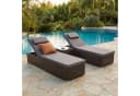 oyajia Gartenliege 2-Personen Polyrattan Braun mit Glastisch Bild 2