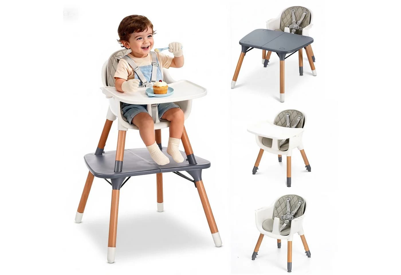 oyajia Hochstuhl 6in1 Baby & Kinderhochstuhl Grau Multifunktional - Bild 2
