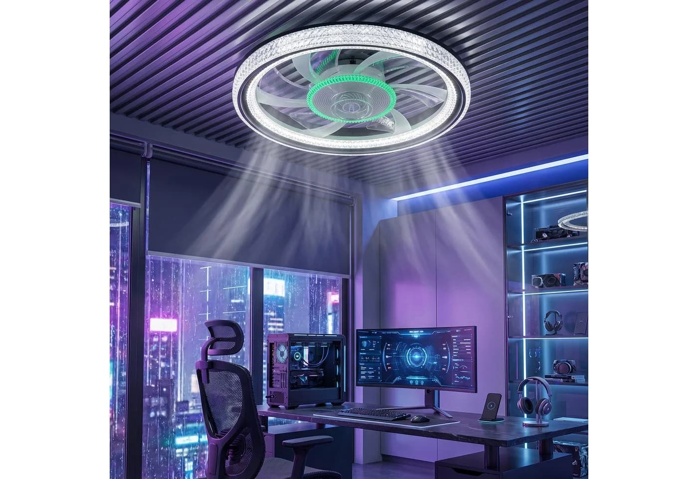 oyajia Deckenventilator mit LED-Leuchte, RGB-Farbwechsel, 50cm - Bild 3