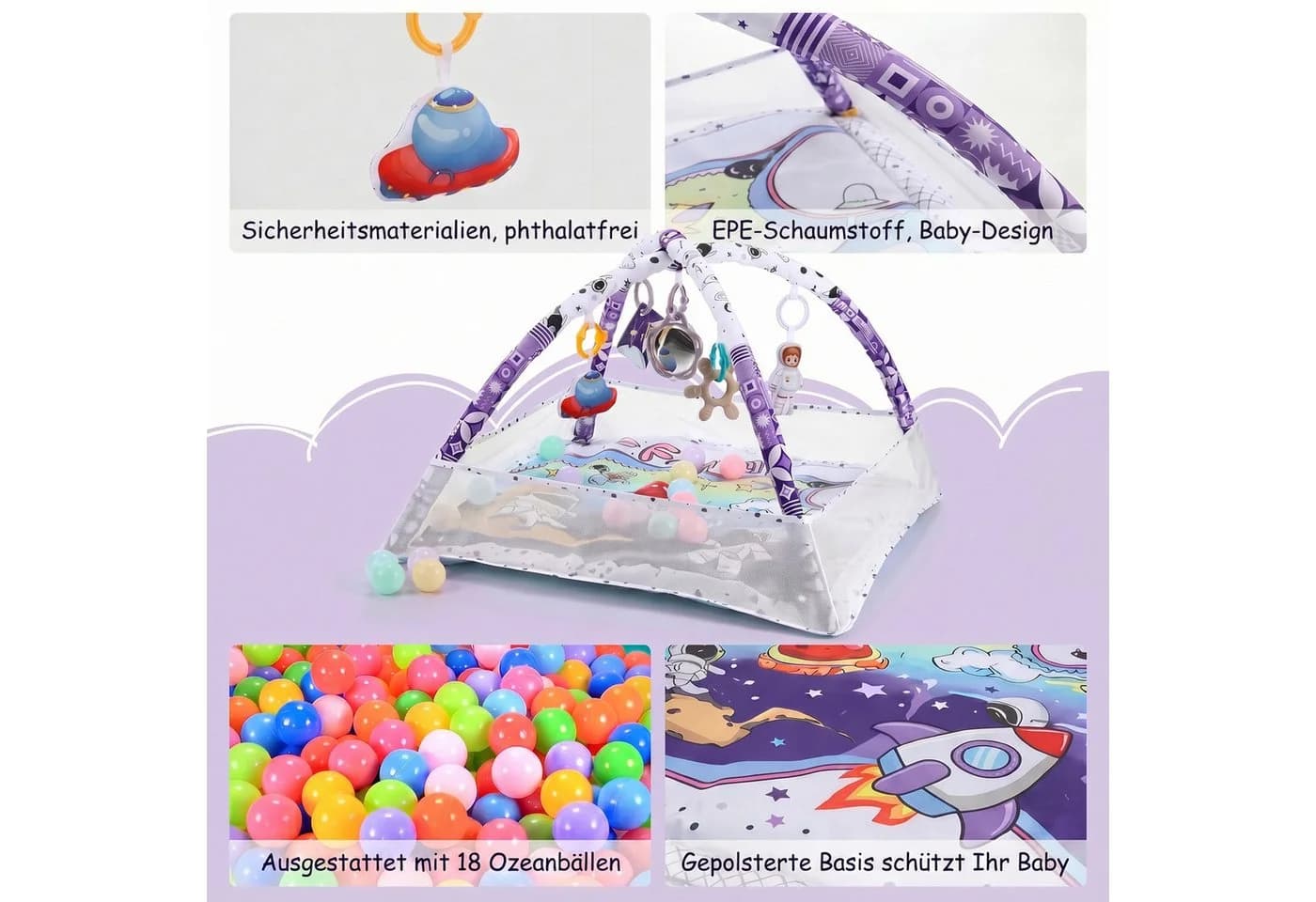 oyajia Spielbogen Baby Spielmatte mit Schutzzaun und Spielzeug