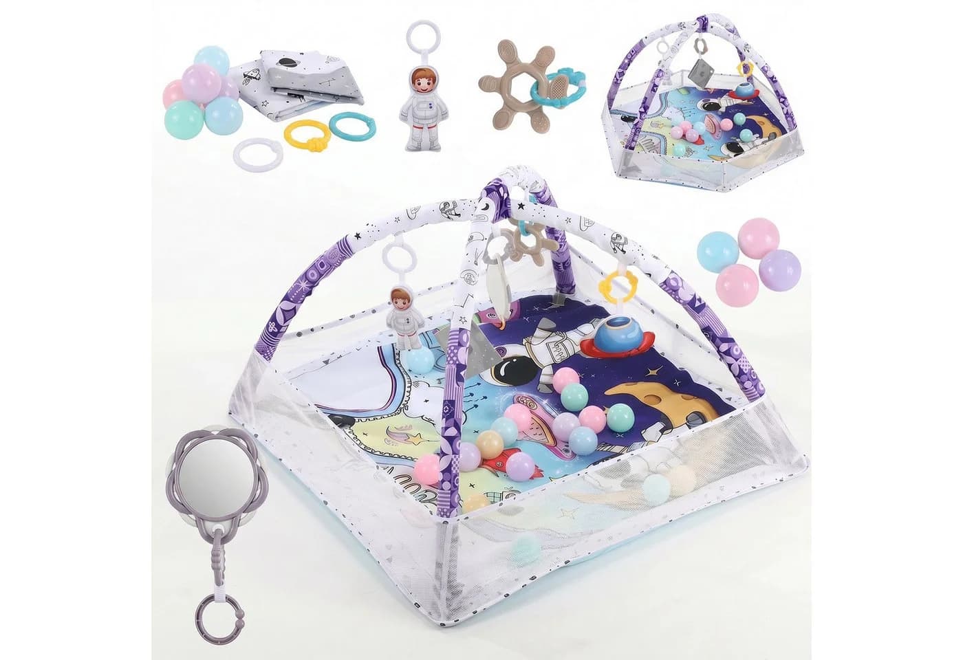 oyajia Spielbogen Baby Spielmatte mit Schutzzaun und Spielzeug - Bild 2