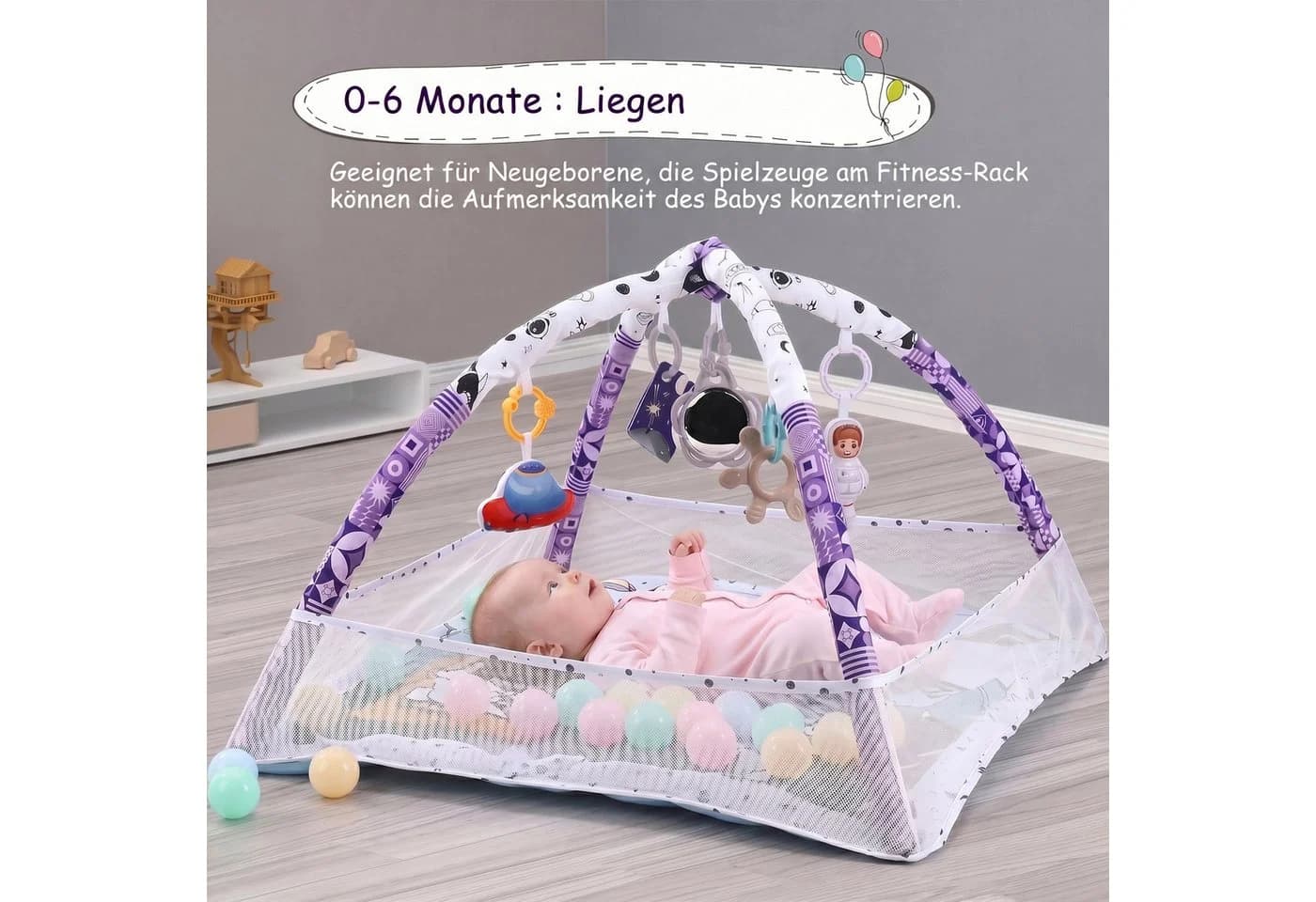 oyajia Spielbogen Baby Spielmatte mit Schutzzaun und Spielzeug - Bild 3