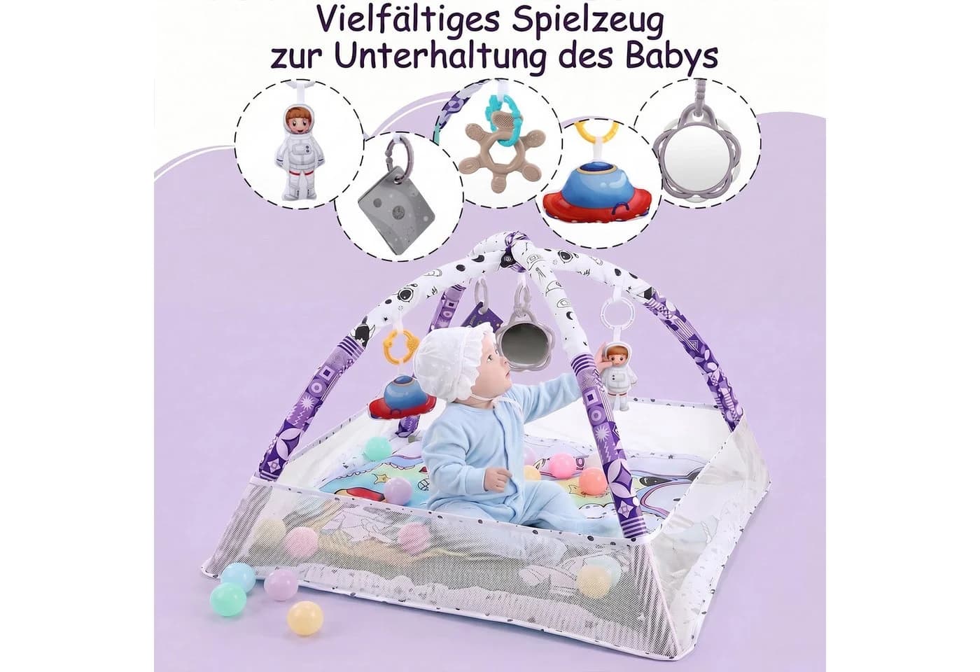 oyajia Spielbogen Baby Spielmatte mit Schutzzaun und Spielzeug - Bild 4
