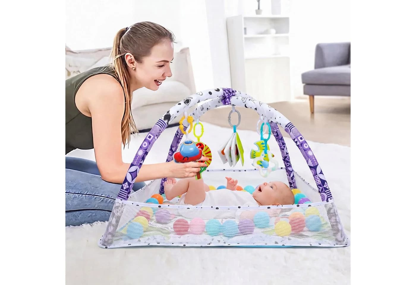 oyajia Spielbogen Baby Spielmatte mit Schutzzaun und Spielzeug - Bild 5