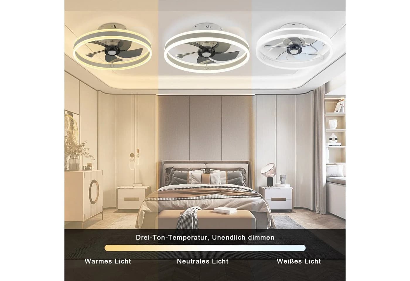 WILGOON Deckenventilator mit LED Licht 50cm 6-Gang Fernbedienung - Bild 3