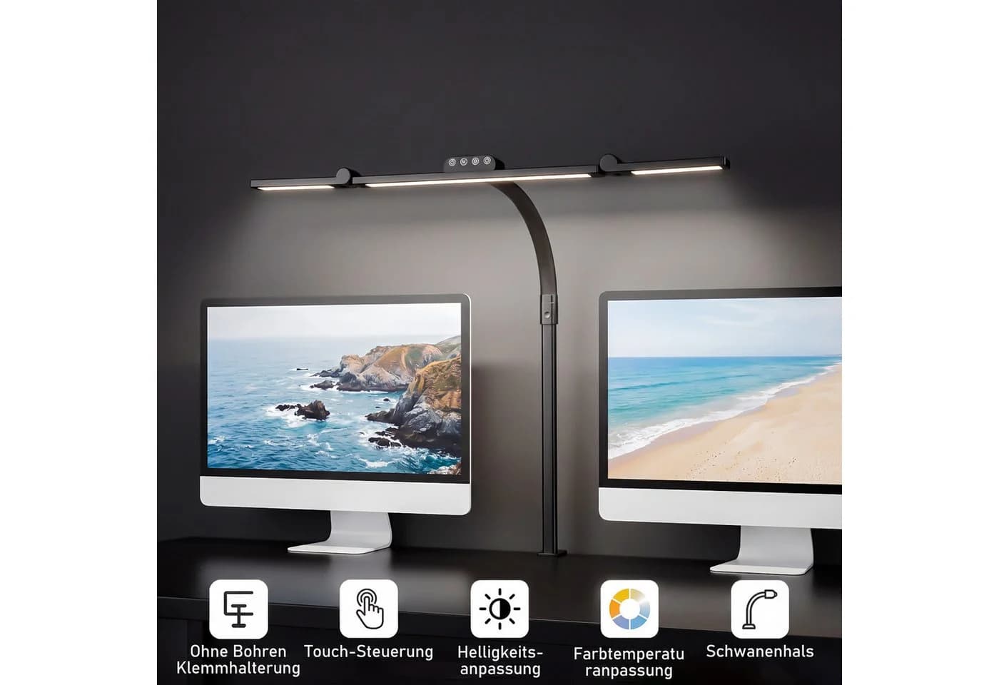 oyajia LED Schreibtischlampe Dimmbar Klemmlampe Schwarz - Bild 3