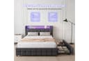oyajia Polsterbett Grau mit LED, Schubladen & USB-Anschluss Bild 4