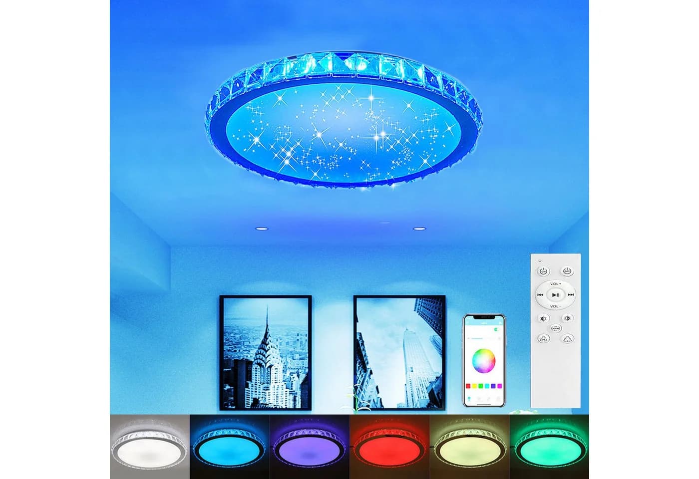 oyajia Smart WIFI RGB LED Deckenleuchte 40cm Dimmbar mit App & Alexa
