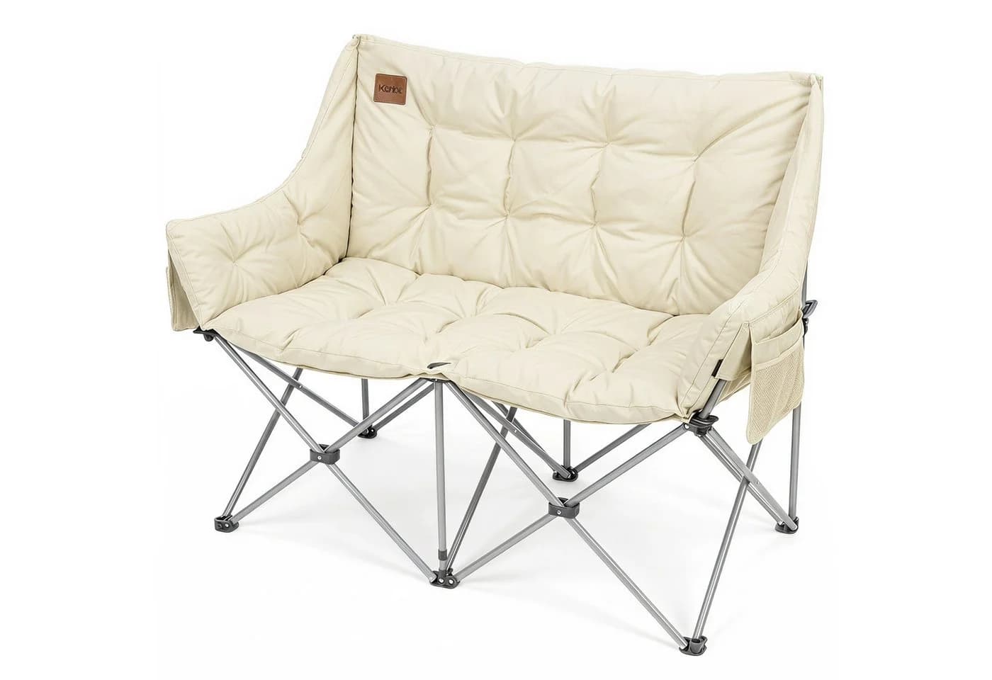 Kehot Campingstuhl Faltbarer 2-Sitzer mit 6 cm Polsterung, 127×94×60 cm, Weiß - Bild 2