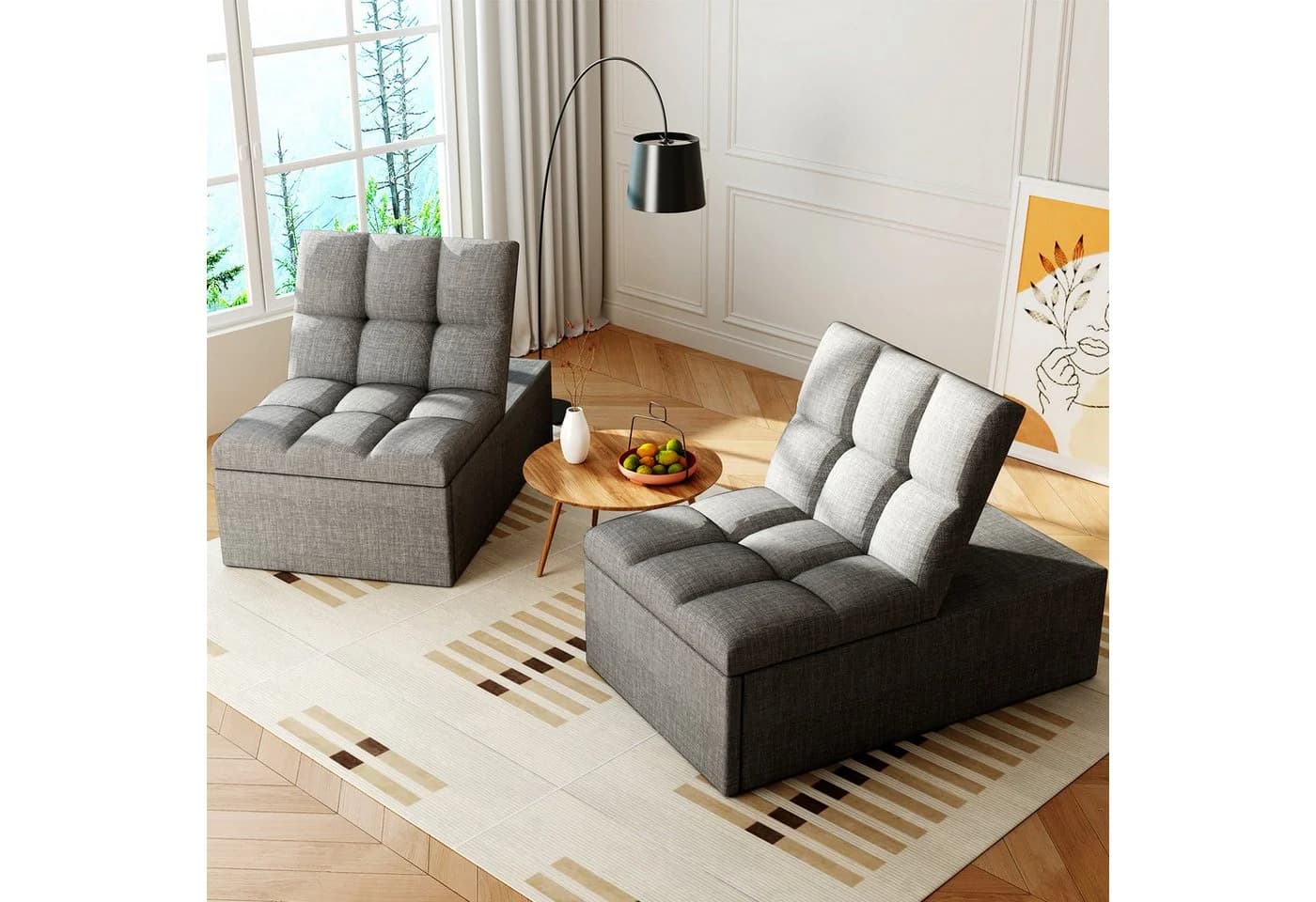 oyajia Schlafsofa 3-in-1 Klappsofa mit verstellbarer Rückenlehne & Bettfunktion
