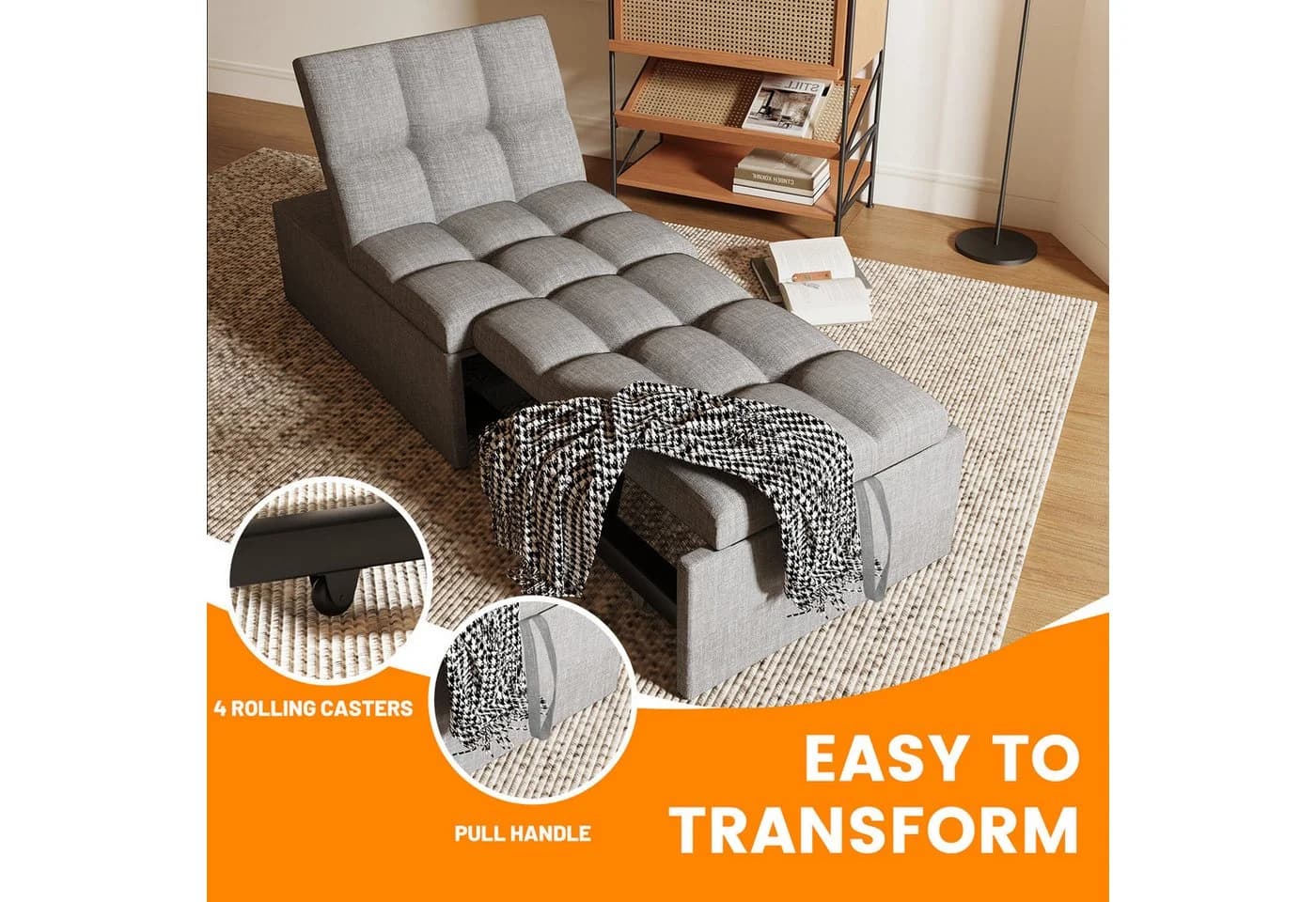 oyajia Schlafsofa 3-in-1 Klappsofa mit verstellbarer Rückenlehne & Bettfunktion - Bild 5
