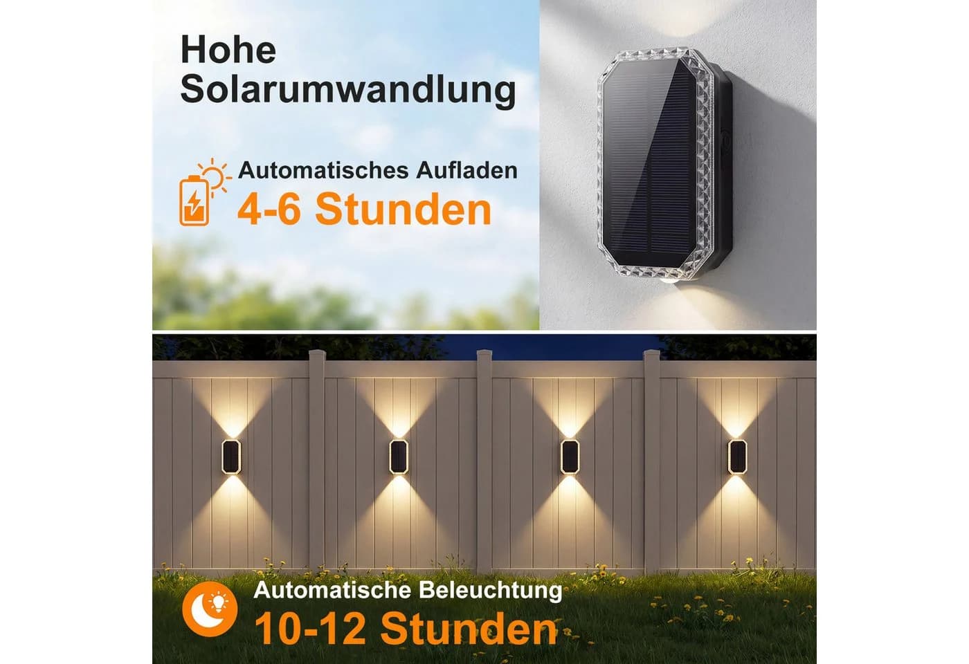 oyajia LED Außen-Wandleuchte Solar Up & Down 3 Farbtemperaturen