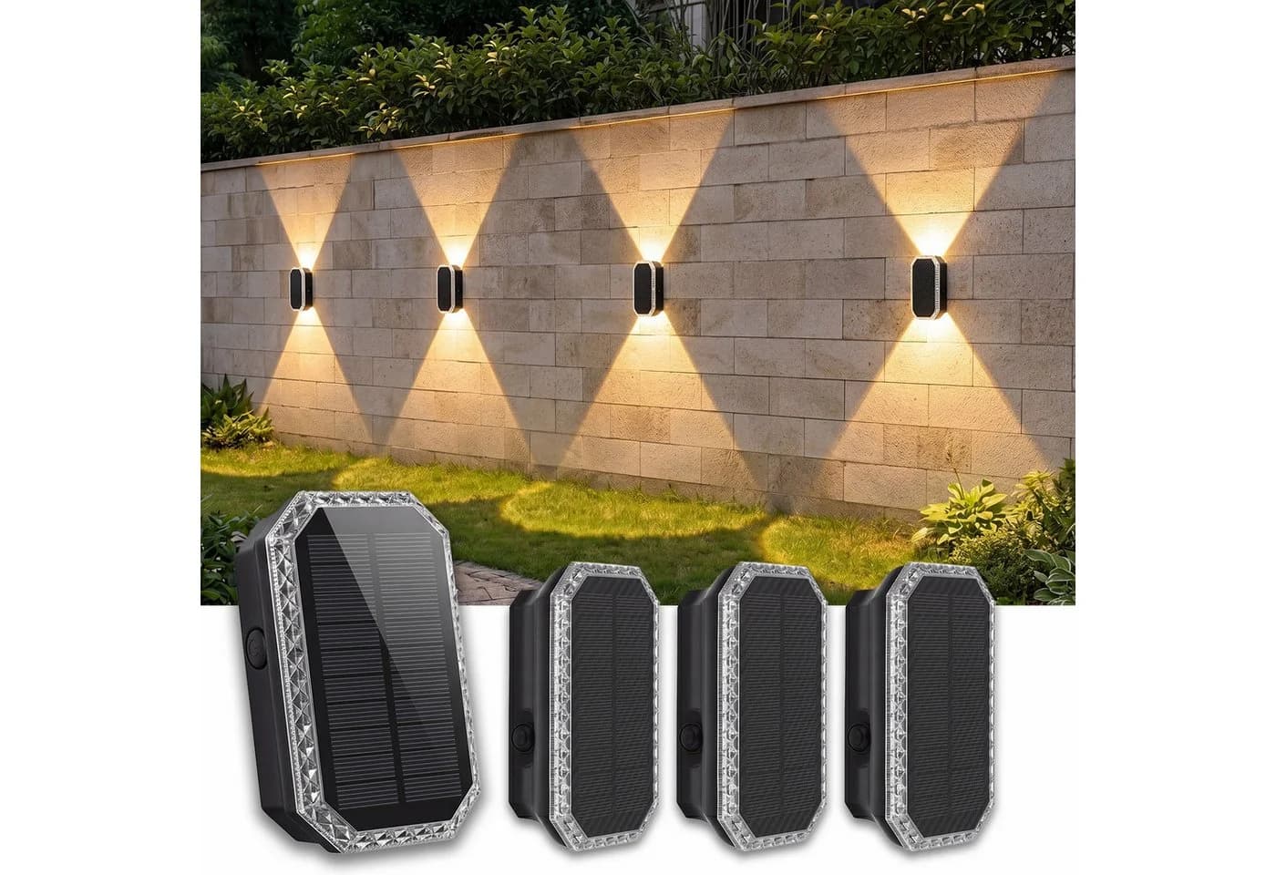 oyajia LED Außen-Wandleuchte Solar Up & Down 3 Farbtemperaturen - Bild 2