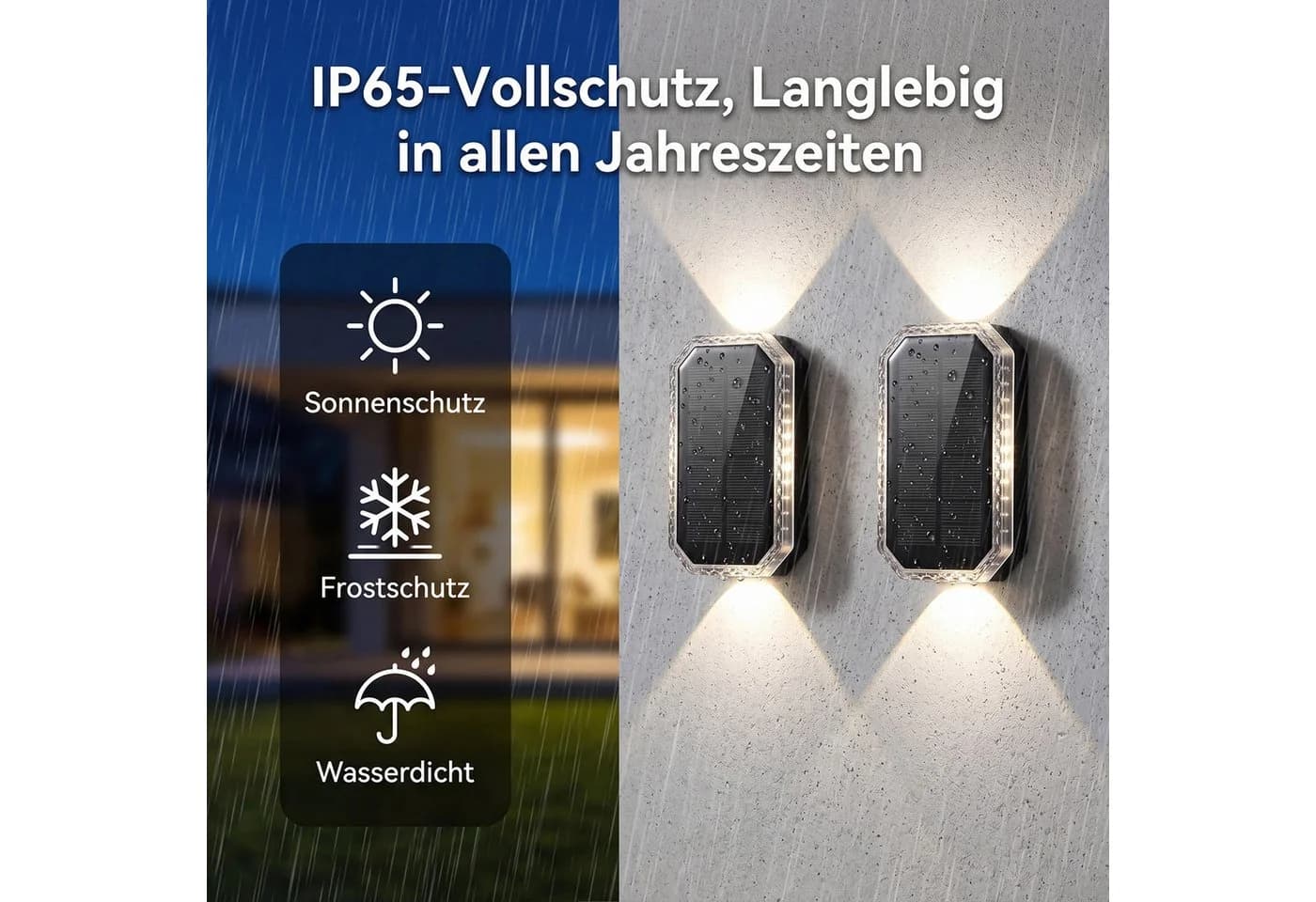 oyajia LED Außen-Wandleuchte Solar Up & Down 3 Farbtemperaturen - Bild 5