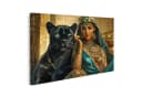 islandburner Leinwandbild Ägyptische Schönheit mit schwarzem Panther 80x40cm Bild 2