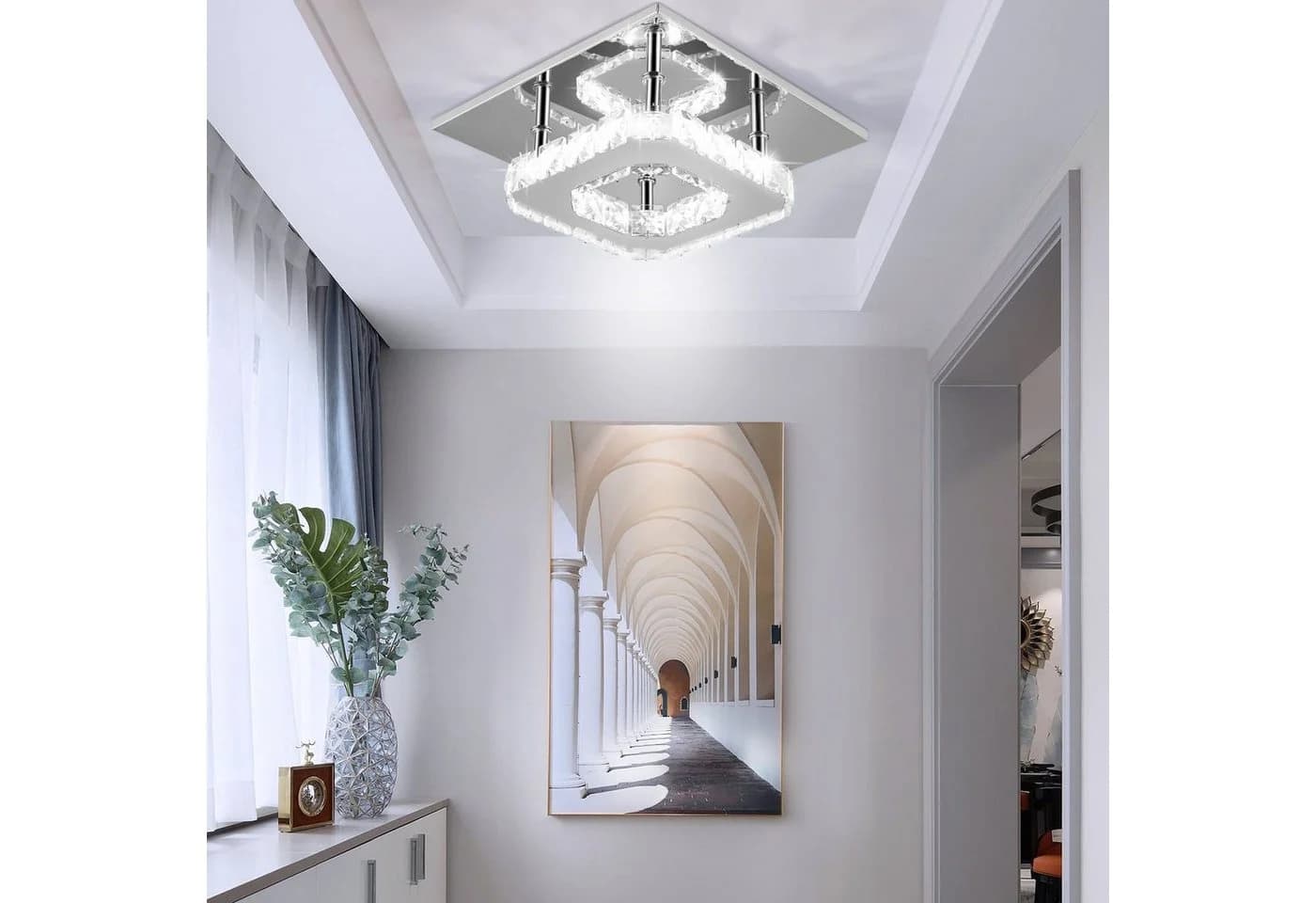 oyajia Deckenleuchte Moderne Kristall LED Deckenlampen, 12W Luxus Mini Kronleuchter, LED fest integriert, Tageslichtweiß