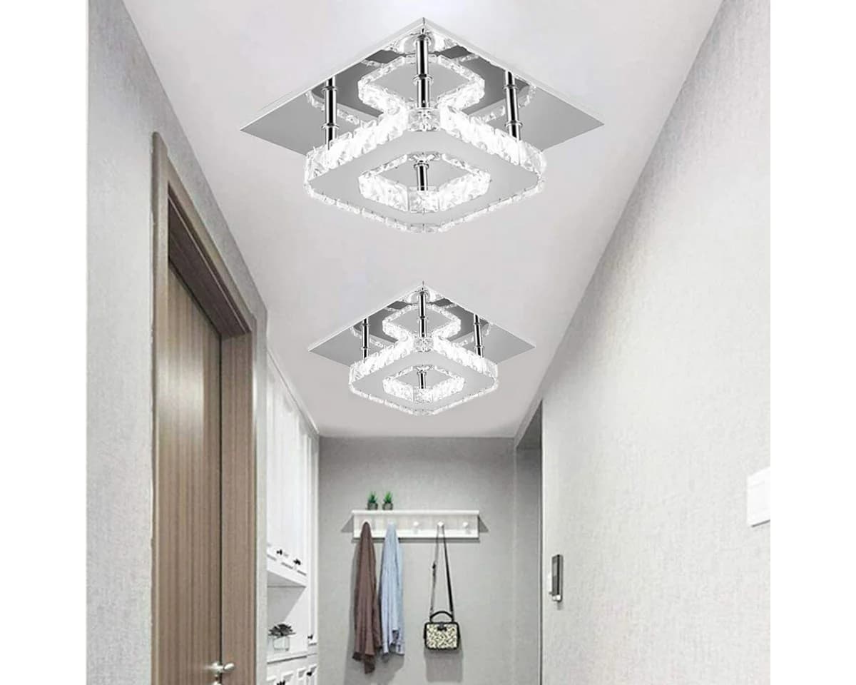 oyajia Deckenleuchte Moderne Kristall LED Deckenlampen, 12W Luxus Mini Kronleuchter, LED fest integriert, Tageslichtweiß - Bild 2