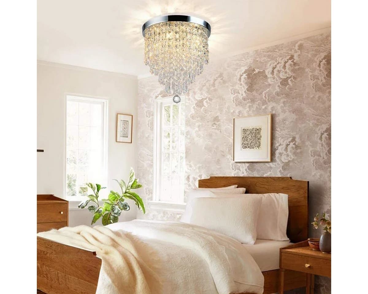 oyajia Deckenleuchte Edelstahl Kristall Kronleuchter, LED wechselbar, Design im Chrom-Stil - Bild 3