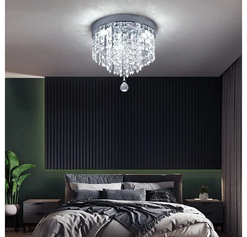 oyajia Deckenleuchte Edelstahl Kristall Kronleuchter, LED wechselbar, Design im Chrom-Stil - Bild 4