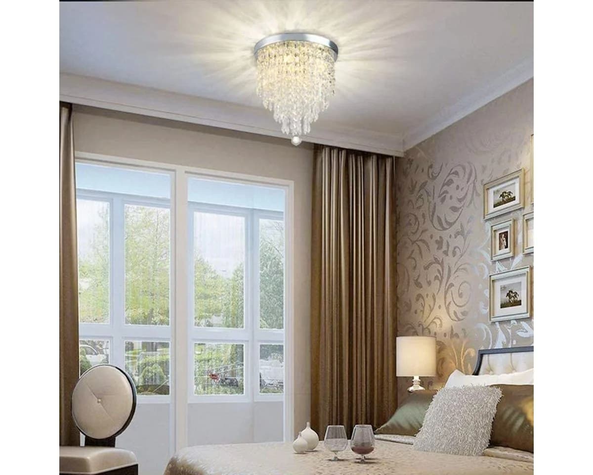 oyajia Deckenleuchte Edelstahl Kristall Kronleuchter, LED wechselbar, Design im Chrom-Stil - Bild 5