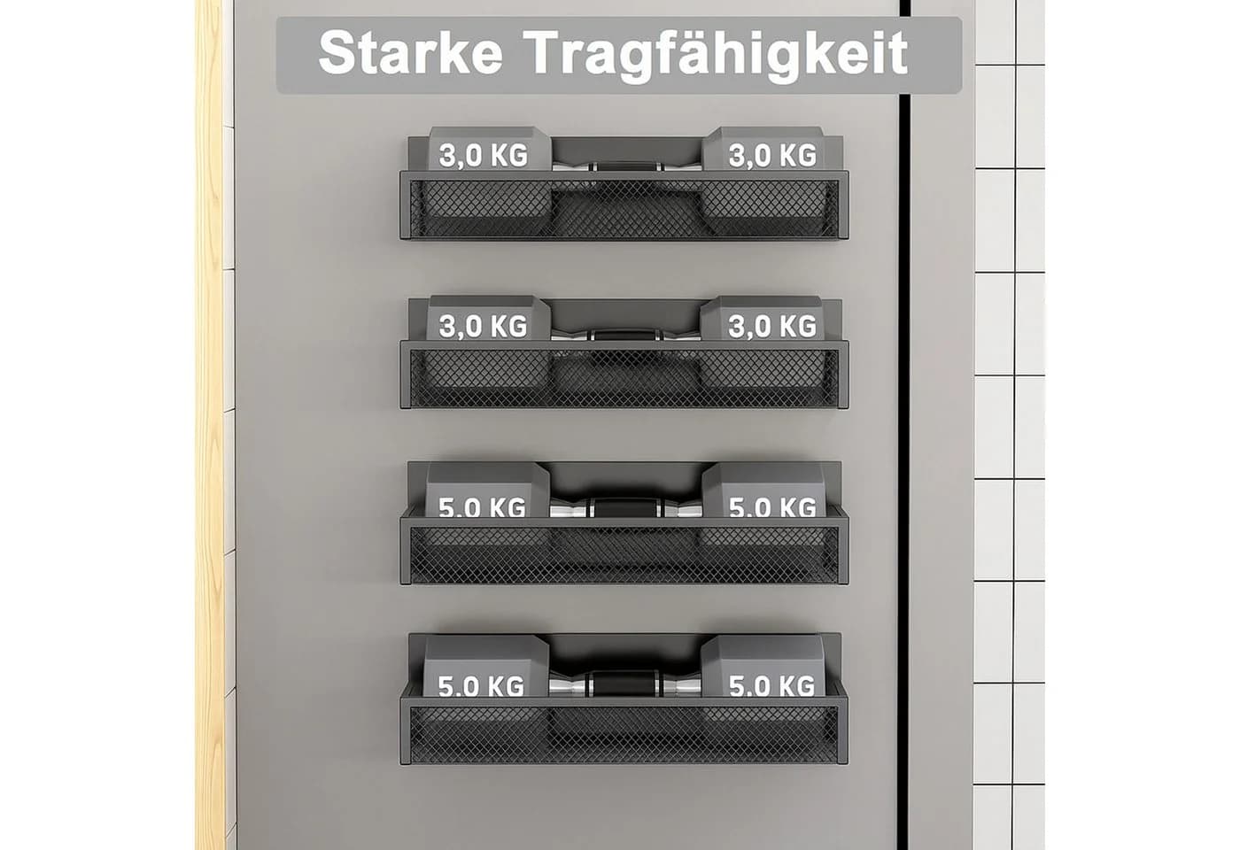 SURFOU Magnetisches Gewürzregal 4 Stück Schwarz Metall - Bild 5