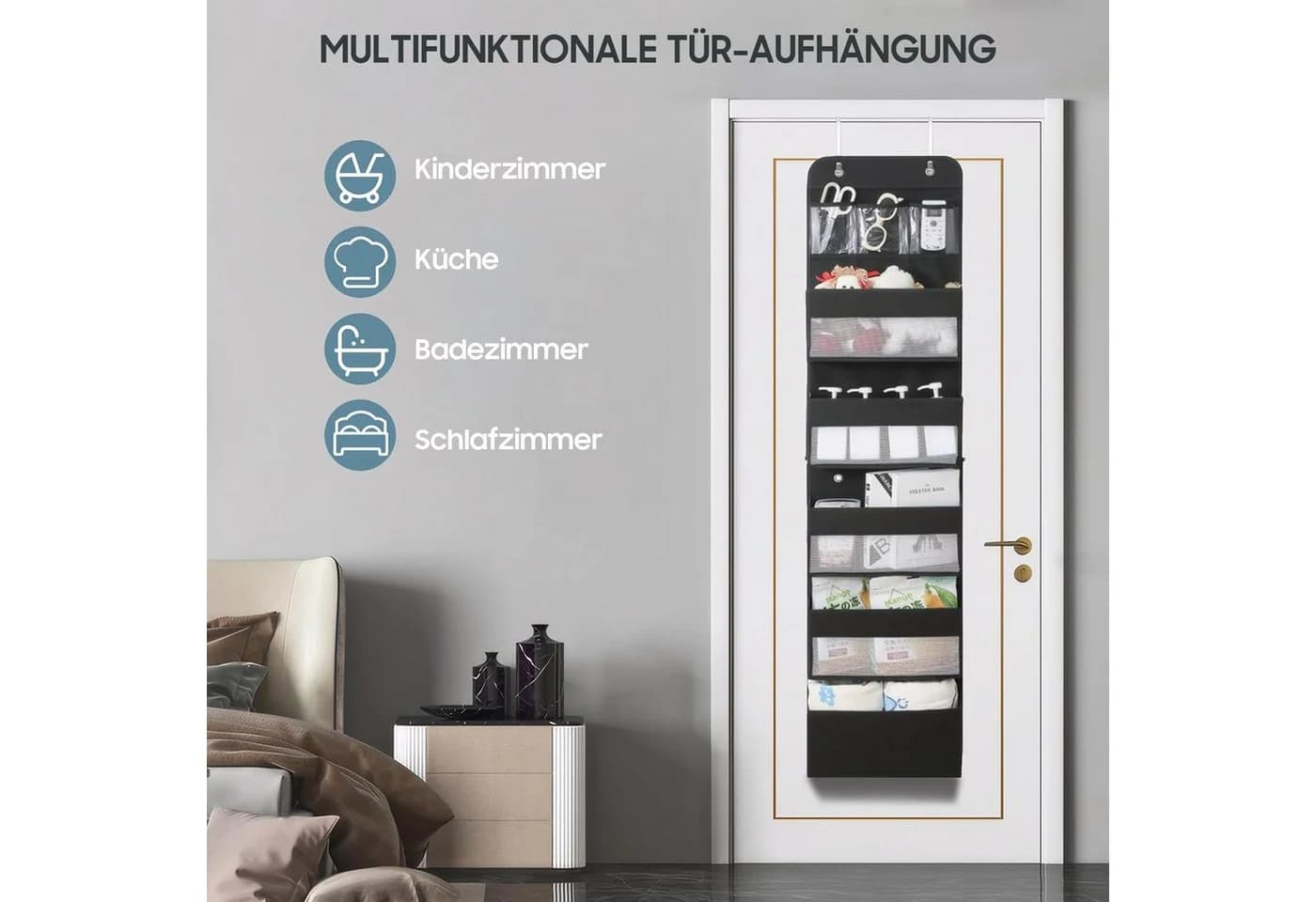 SURFOU Hängeregal Wandorganizer 5+1 mit Sichtfenster & 4 Haken