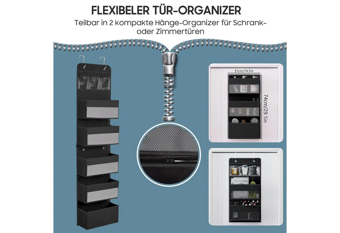SURFOU Hängeregal Wandorganizer 5+1 mit Sichtfenster & 4 Haken - Bild 5