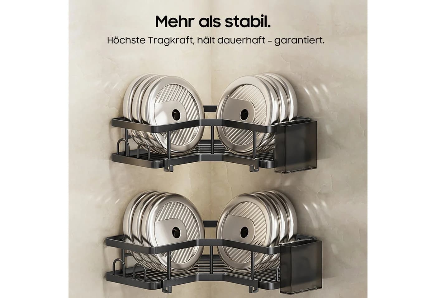 SURFOU Duschablage ohne Bohren 7-teilig Schwarz