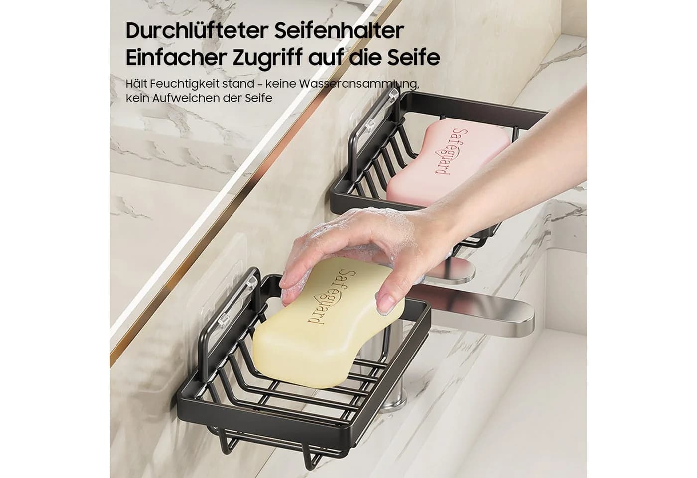 SURFOU Duschablage ohne Bohren 7-teilig Schwarz - Bild 4