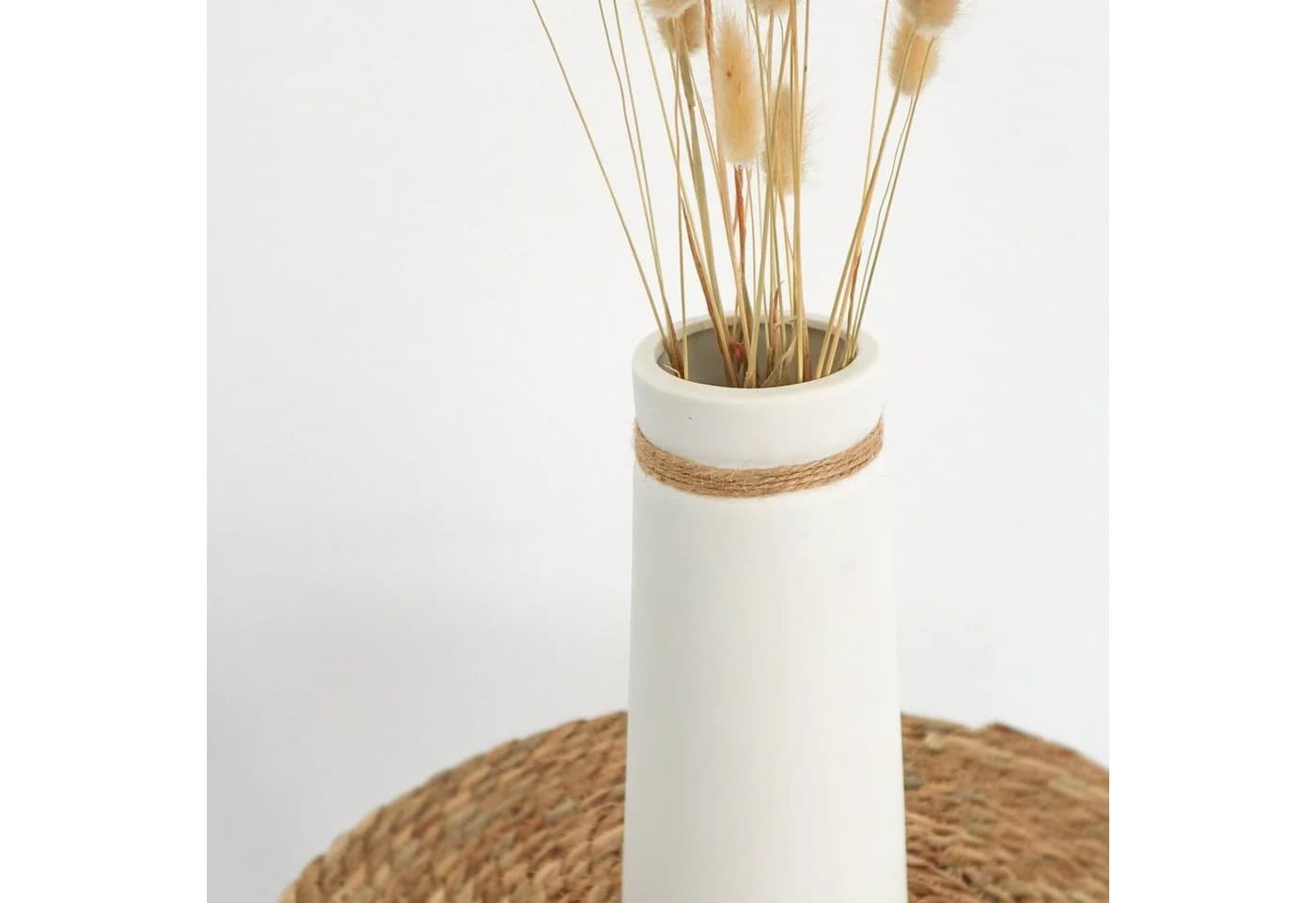 flature Tischvase Keramik Weiß Boho Style für Pampasgras und Blumen - Bild 3