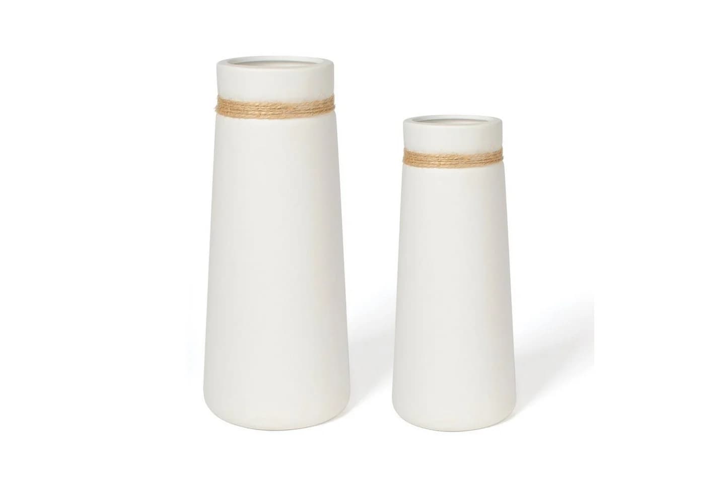 flature Tischvase Keramik 2er-Set Weiß Boho Style - Bild 2