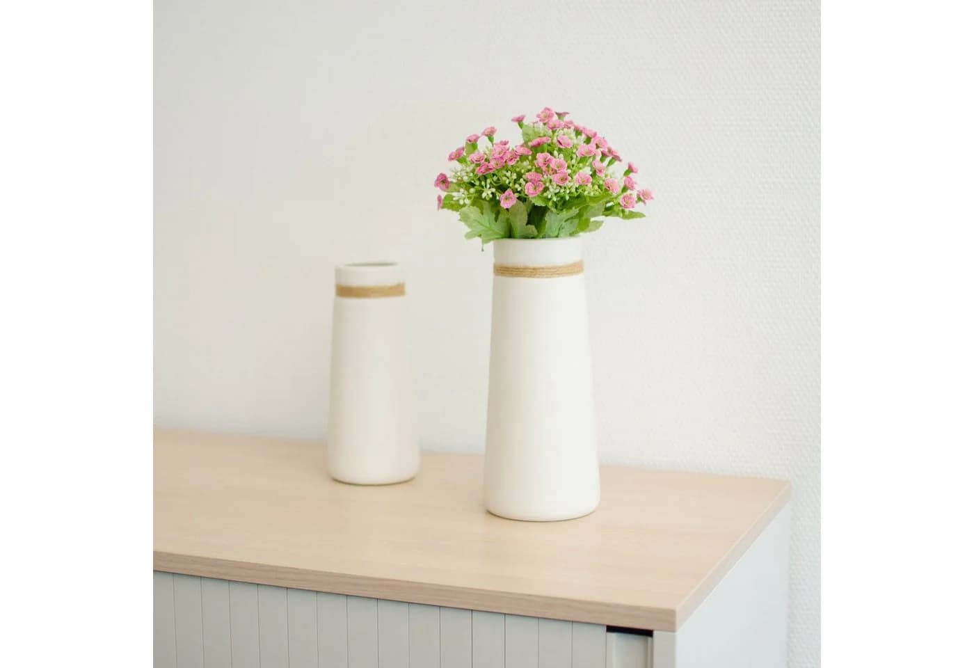 flature Tischvase Keramik 2er-Set Weiß Boho Style - Bild 3