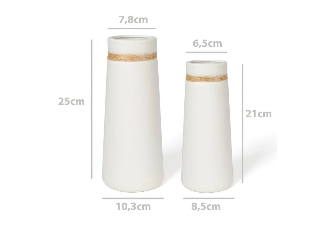 flature Tischvase Keramik 2er-Set Weiß Boho Style - Bild 5