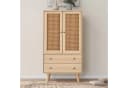 BlingBin Hochkommode Sideboard Eiche PE-Rattan Push-to-Open Bild 1