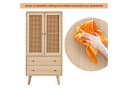 BlingBin Hochkommode Sideboard Eiche PE-Rattan Push-to-Open Bild 5