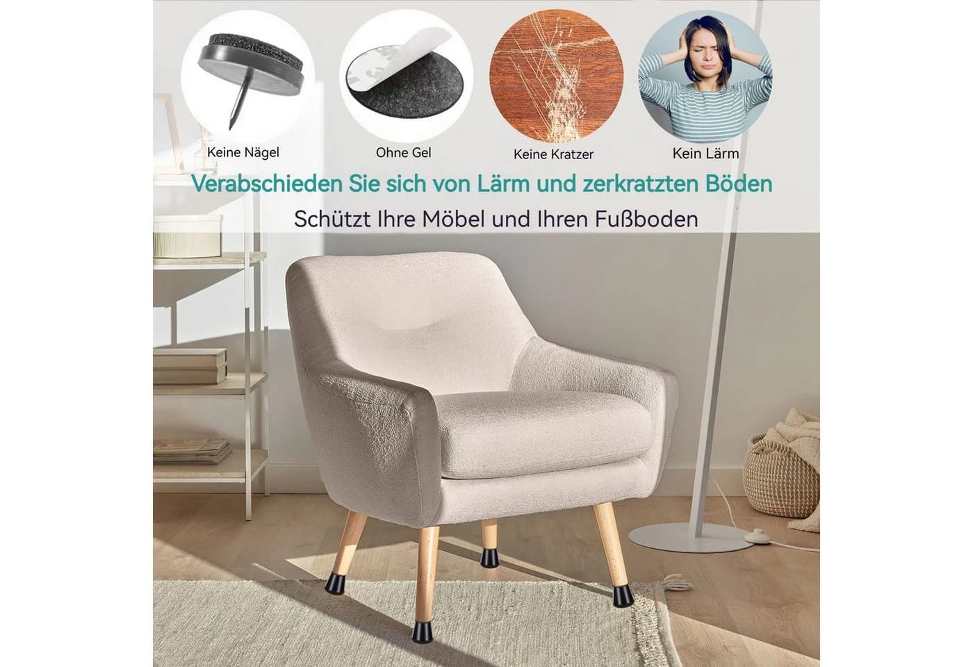 BlingBin Stuhlbeinschutzkappen 40er Set Schwarz PP-Kunststoff - Bild 3