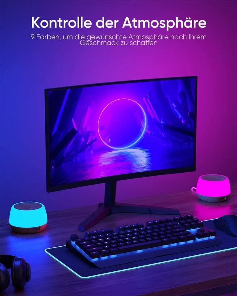 BlingBin LED Nachttischlampe 8 Farben Touch Dimmbar 20W Ladefunktion - Bild 5