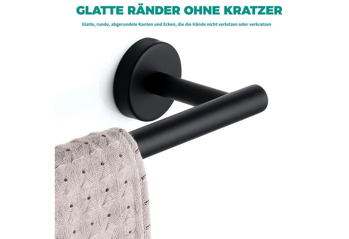 BlingBin Badezimmer-Set 7 IN 1 Handtuchhalter Set Silber/Schwarz Edelstahl - Bild 3