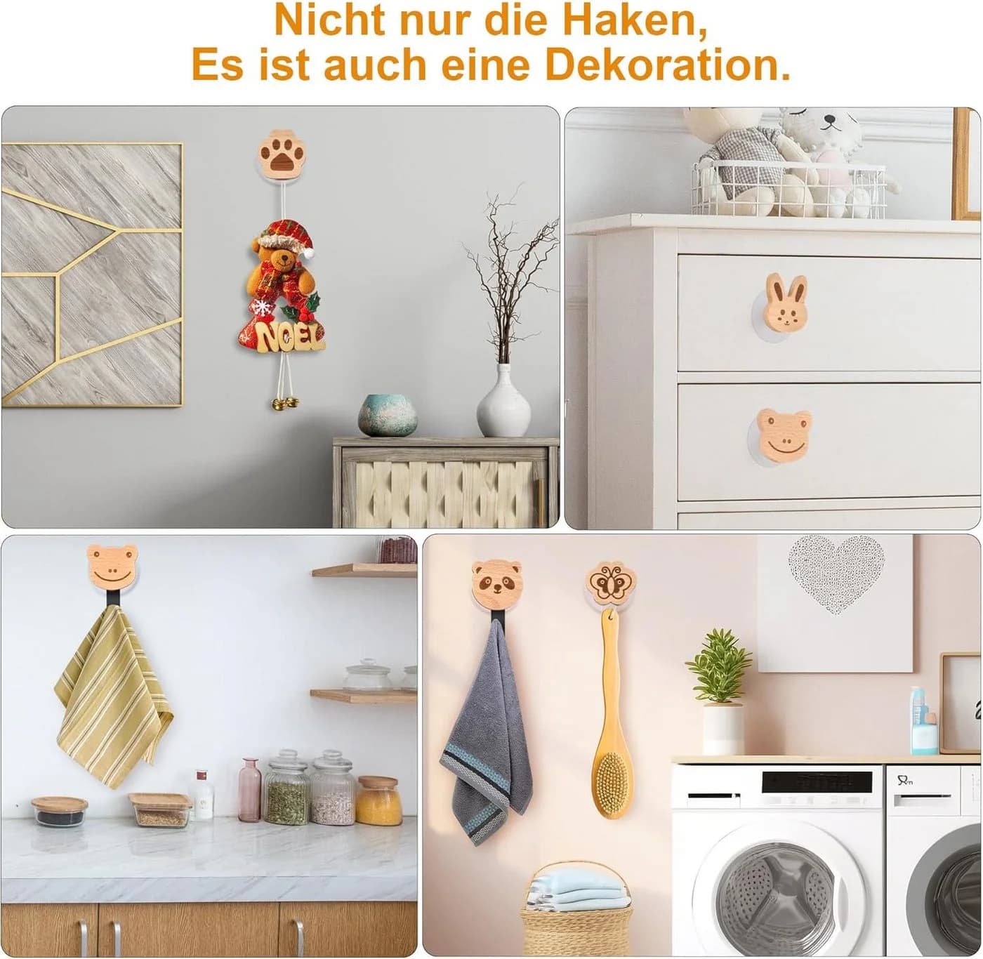BlingBin Kleiderhaken 5pcs Holz Tierform Wandhaken - Bild 5