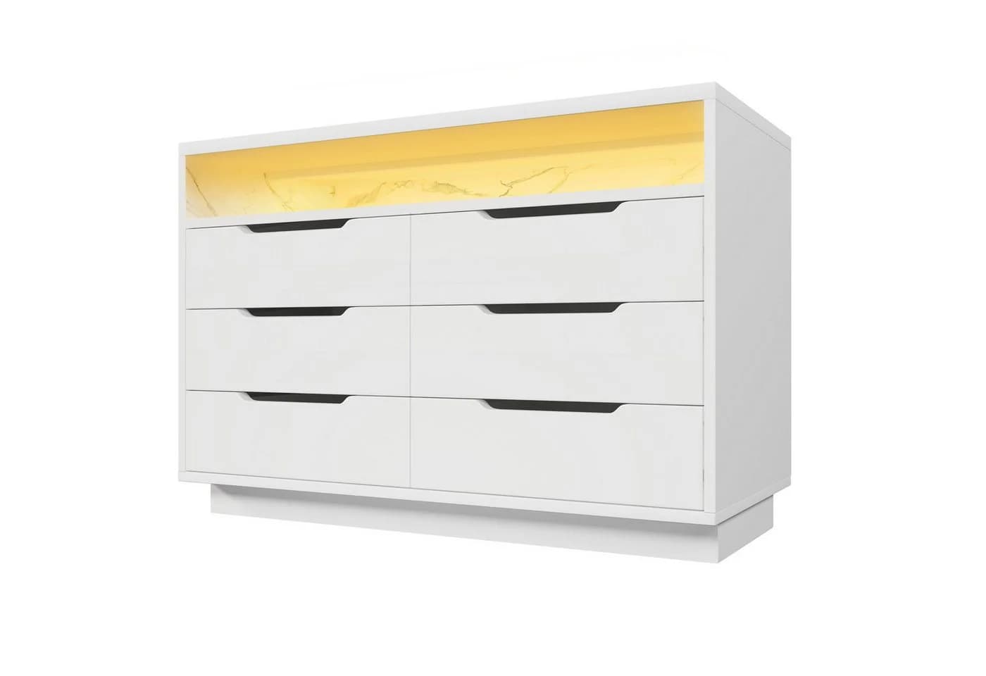 BlingBin Sideboard 120x40x85cm Weiß mit LED-Beleuchtung und 6 Schubladen - Bild 2