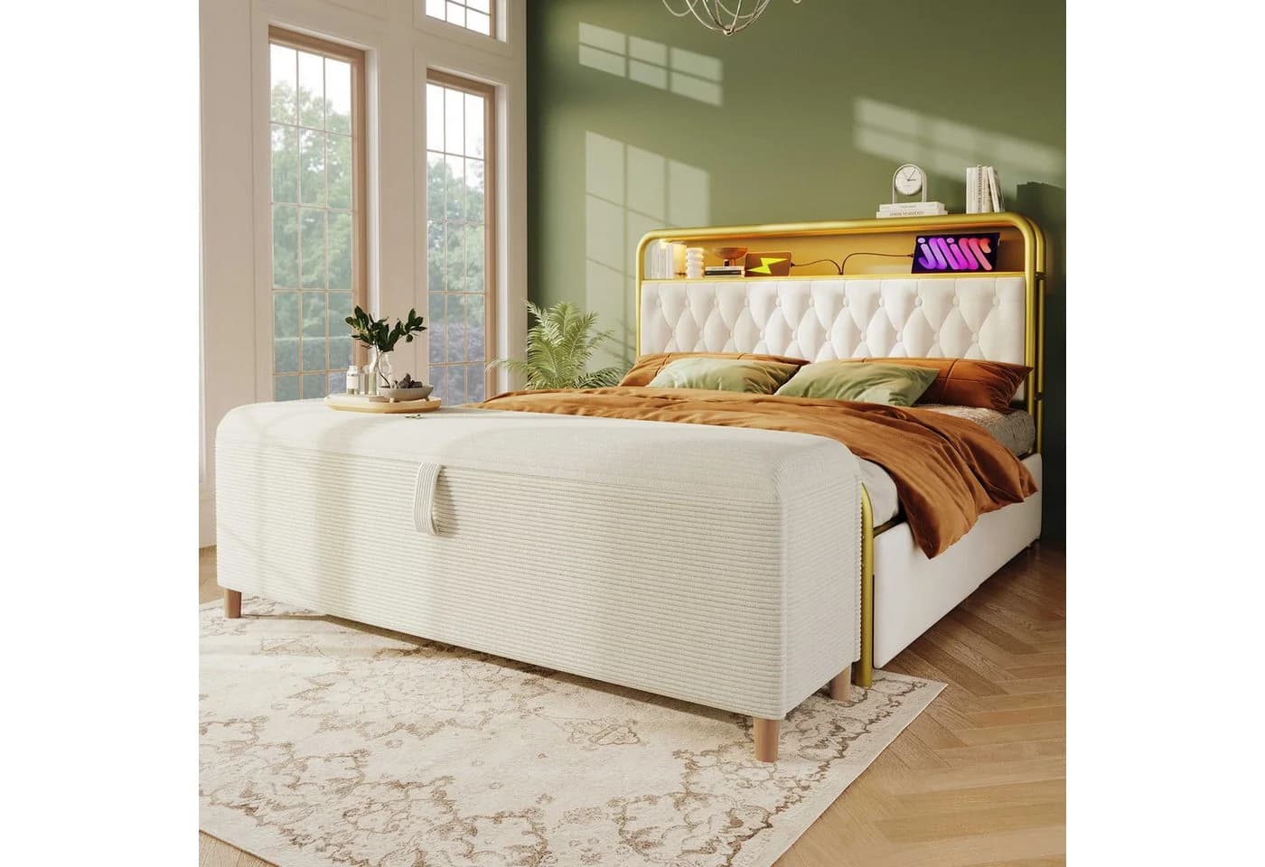 BlingBin Bettbank 145x38 cm Hydraulik Beige - Bild 3